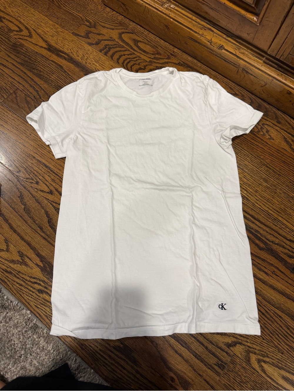 Calvin Klein White Short Sleeve Crew T-Shirt with CK Embroidery